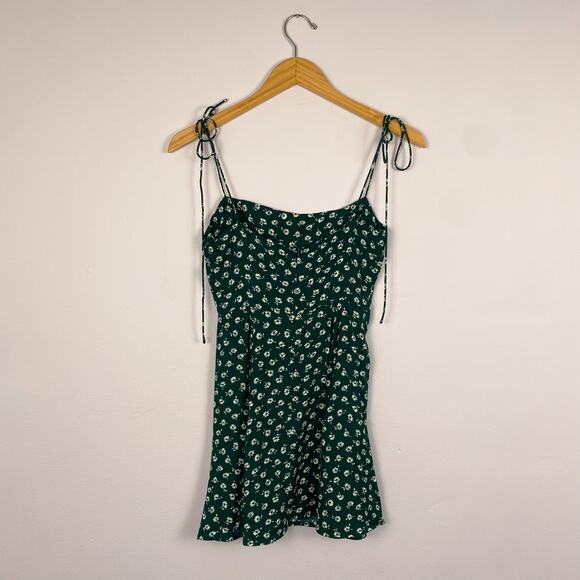 Reformation Sarah Mini Dress in Chive Green Floral Print 0 - Picture 8 of 8